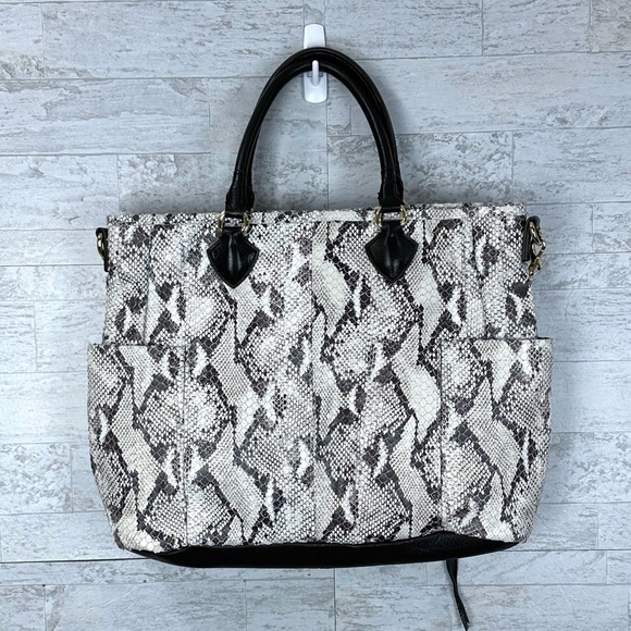 Aimee Kestenberg Novelty Sunbury python snakeskin large leather shoulder tote - Picture 2 of 7